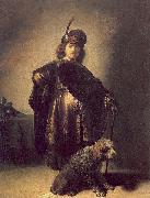 Rembrandt Peale Self portrait in oriental attire with poodle France oil painting artist